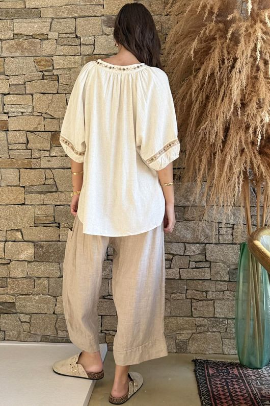 Dalt Vila Peasant Blouse Stone